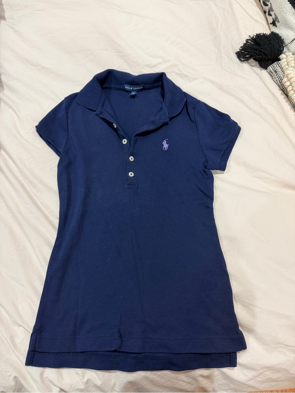 Ralph Lauren Navy Polo Shirt with Purple Logo